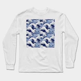 Ephemeral Crests: Hokusai Waves Reimagined Long Sleeve T-Shirt